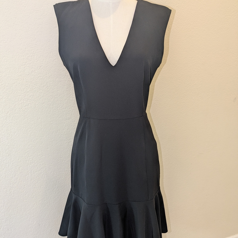 Veronica Beard Black V-Neck Mini Dress